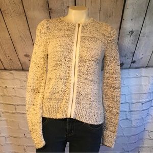 Ladies Loft black and white front zip sweater , size M/P